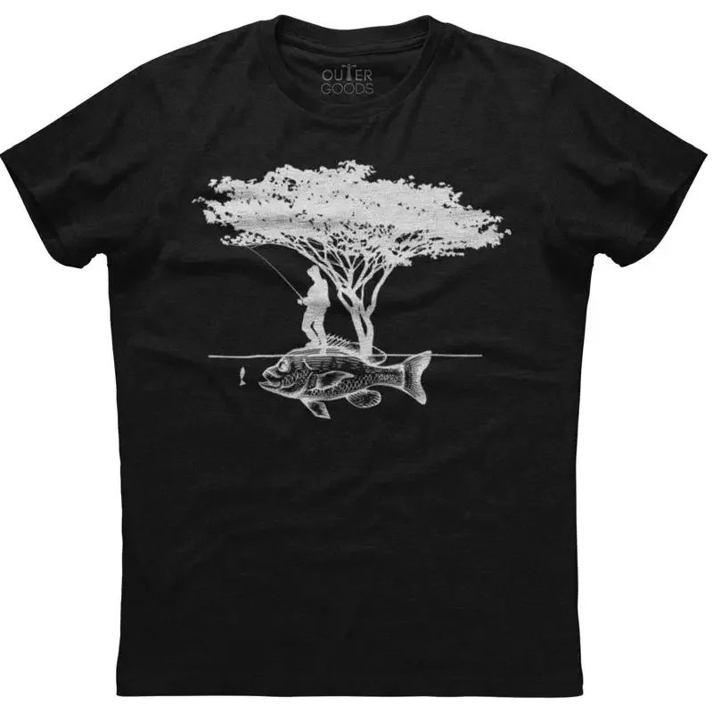 Fishing Hook - Camiseta de algodón negra para hombre